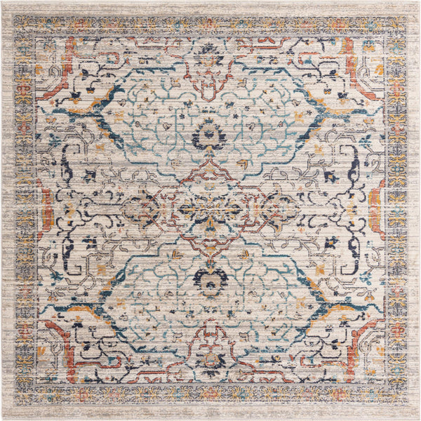 Seville Stripes Collection Area Rug -  Malaga (Ivory) Square Ivory  lifestyle 3
