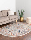 Seville Stripes Collection Area Rug -  Malaga (Ivory) Oval Ivory  lifestyle 14