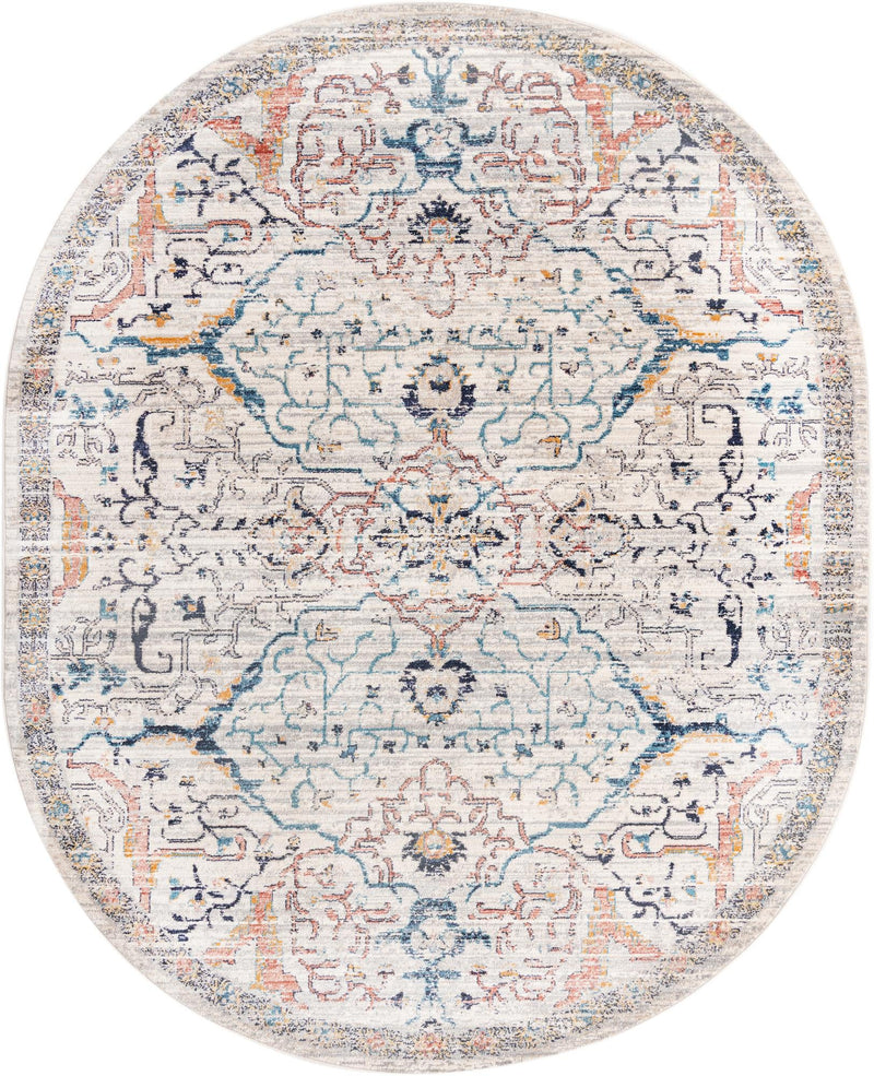 Seville Stripes Collection Area Rug -  Malaga (Ivory) Oval Ivory  lifestyle 40