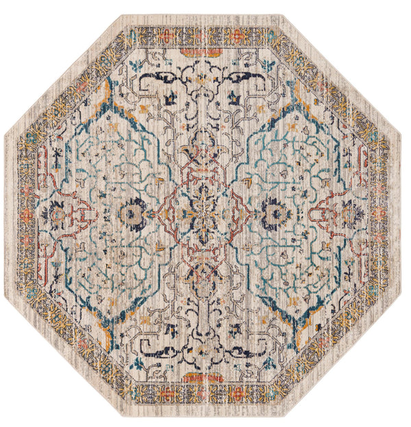 Seville Stripes Collection Area Rug -  Malaga (Ivory) Octagon Ivory  lifestyle 5