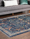 Seville Stripes Collection Area Rug -  Malaga (Navy Blue) Rectangle Navy Blue  lifestyle 3