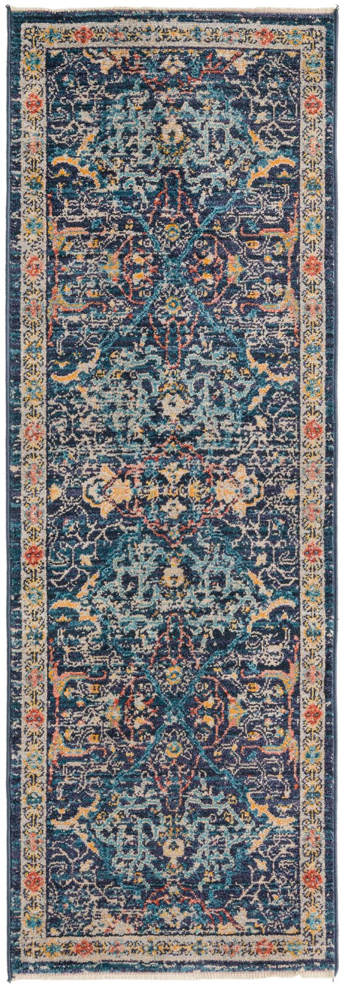 Seville Stripes Collection Area Rug -  Malaga (Navy Blue) Runner Navy Blue  lifestyle 6