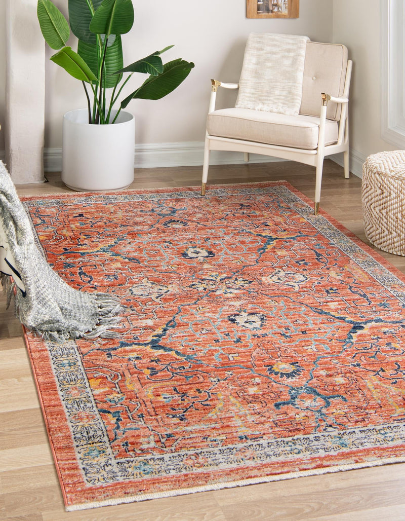Seville Stripes Collection Area Rug -  Malaga (Brick Red) Rectangle Brick Red  lifestyle 2