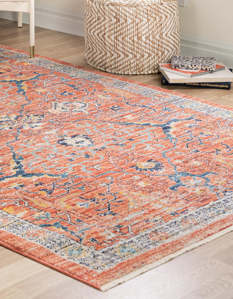 Seville Stripes Collection Area Rug -  Malaga (Brick Red) Rectangle Brick Red  lifestyle 3