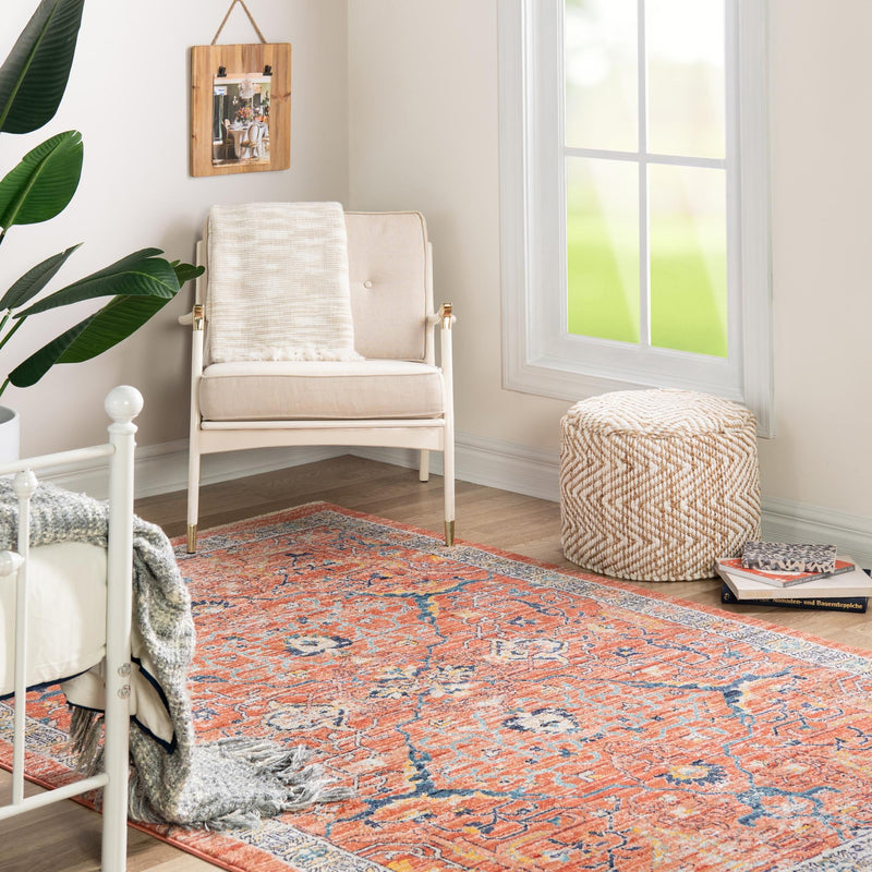 Seville Stripes Collection Area Rug -  Malaga (Brick Red) Rectangle Brick Red  lifestyle 5