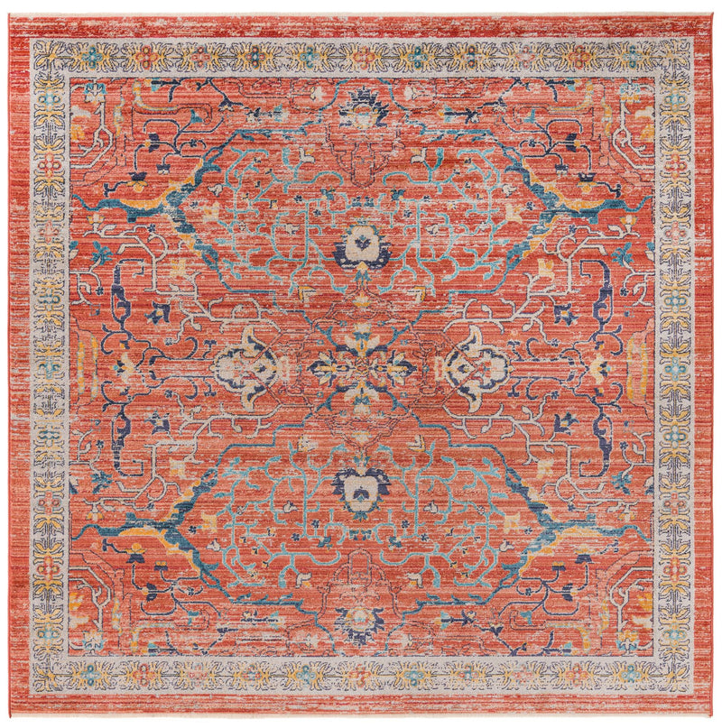 Seville Stripes Collection Area Rug -  Malaga (Brick Red) Square Brick Red  lifestyle 3