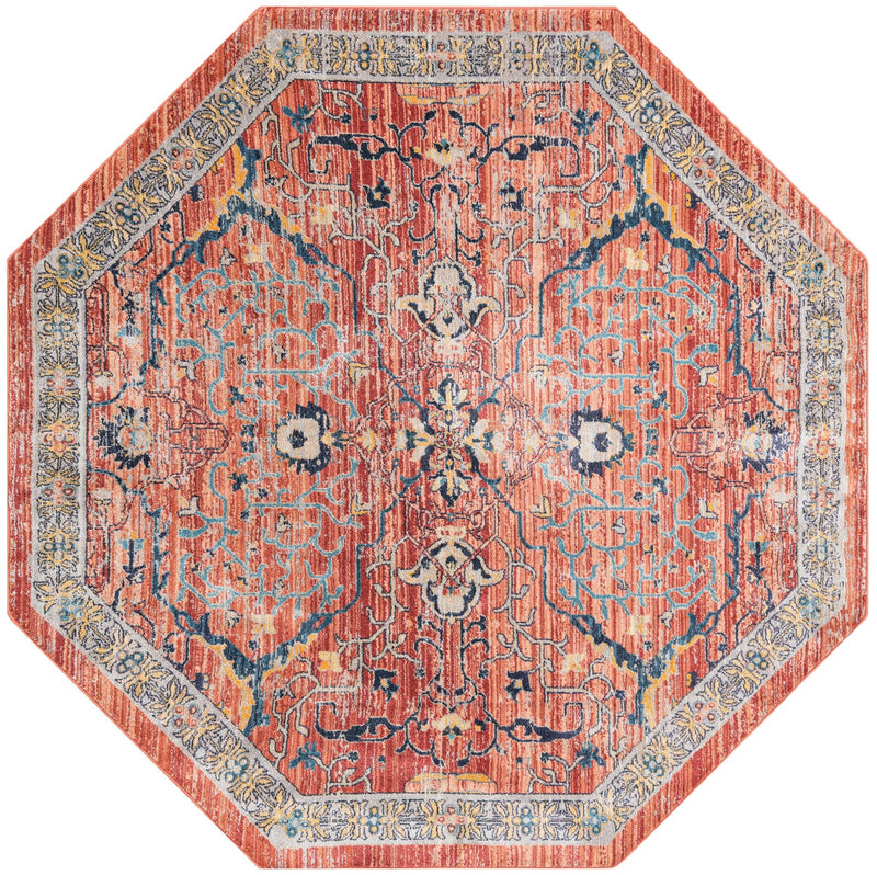 Seville Stripes Collection Area Rug -  Malaga (Brick Red) Octagon Brick Red  lifestyle 5