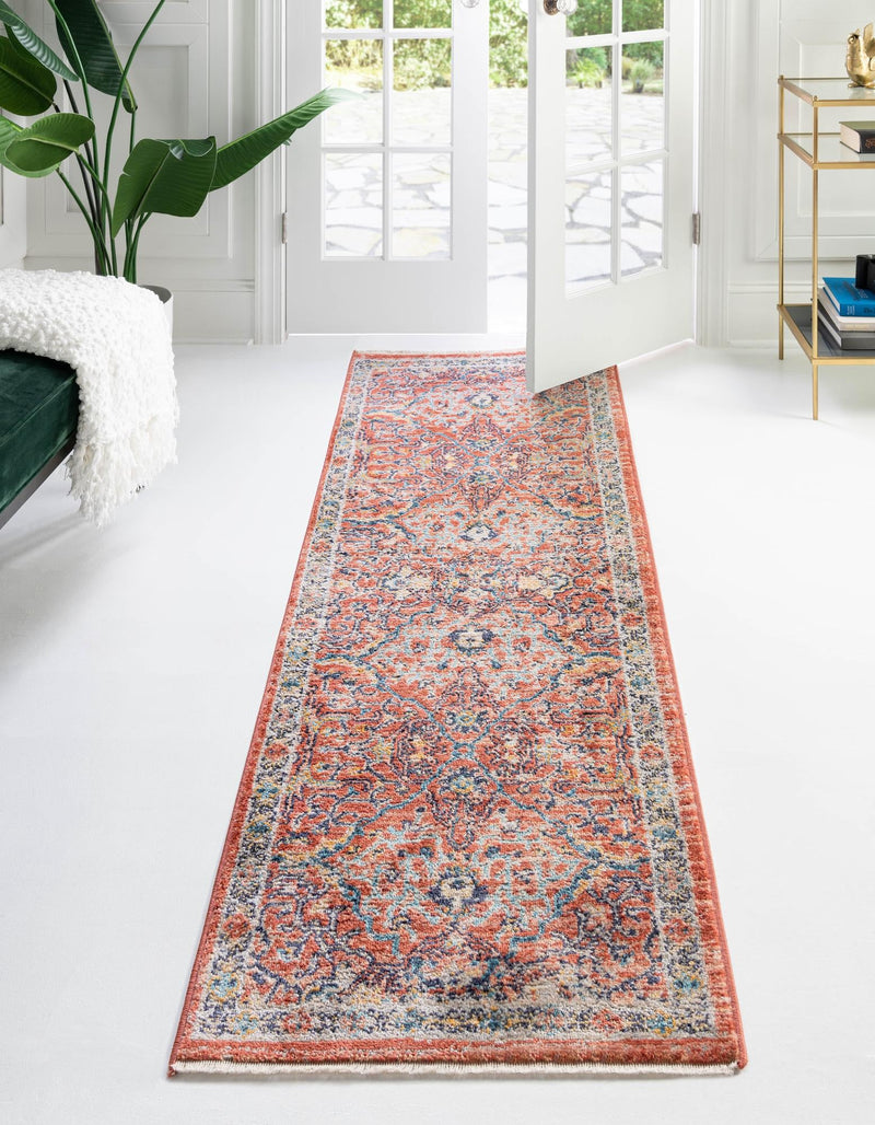 Seville Stripes Collection Area Rug -  Malaga (Brick Red) Runner Brick Red  lifestyle 11