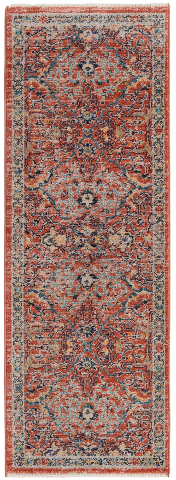 Seville Stripes Collection Area Rug -  Malaga (Brick Red) Runner Brick Red  lifestyle 6