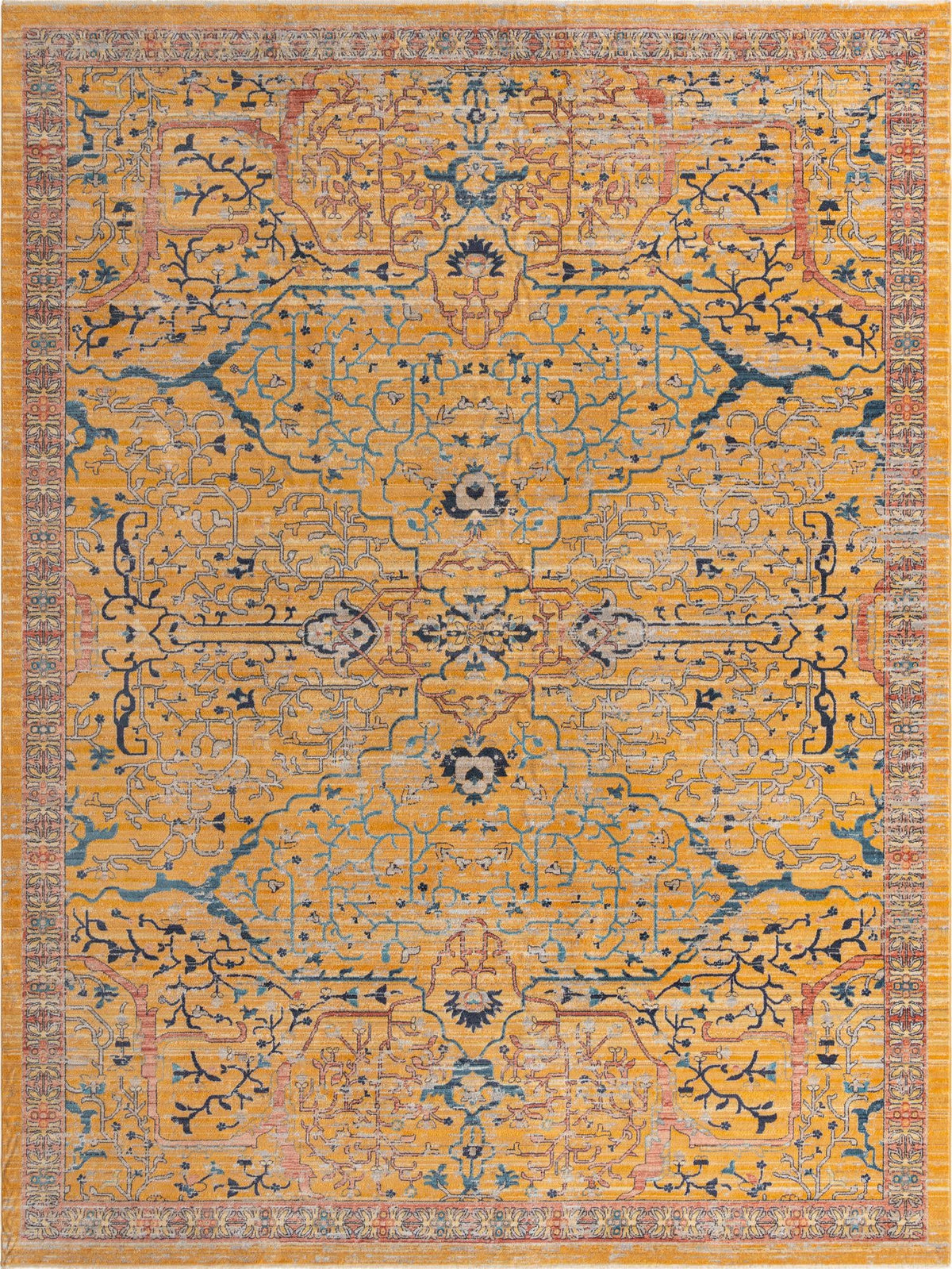 Seville Stripes Collection Area Rug -  Malaga (Yellow) Rectangle Yellow Main