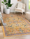 Seville Stripes Collection Area Rug -  Malaga (Yellow) Rectangle Yellow  lifestyle 2