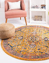 Seville Stripes Collection Area Rug -  Malaga (Yellow) Round Yellow  lifestyle 8