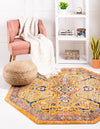 Seville Stripes Collection Area Rug -  Malaga (Yellow) Octagon Yellow  lifestyle 10