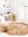 Seville Stripes Collection Area Rug -  Malaga (Yellow) Octagon Yellow  lifestyle 15