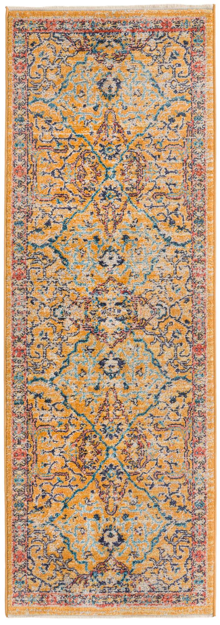 Seville Stripes Collection Area Rug -  Malaga (Yellow) Runner Yellow  lifestyle 6
