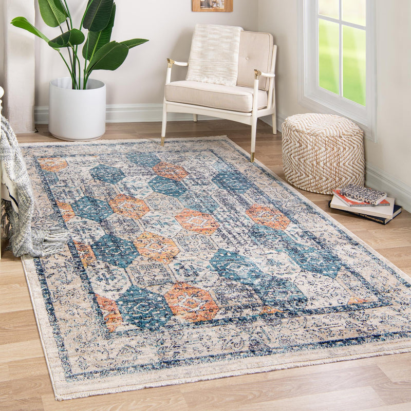Seville Stripes Collection Area Rug -  Almeria Rectangle Multi  lifestyle 4