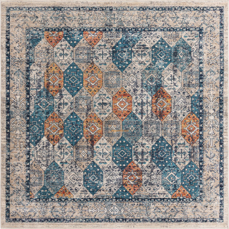 Seville Stripes Collection Area Rug -  Almeria Square Multi  lifestyle 3
