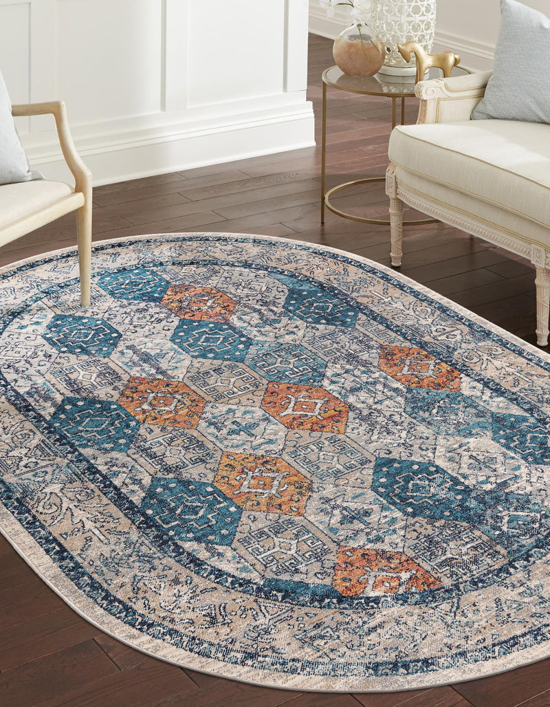 Seville Stripes Collection Area Rug -  Almeria Oval Multi  lifestyle 9