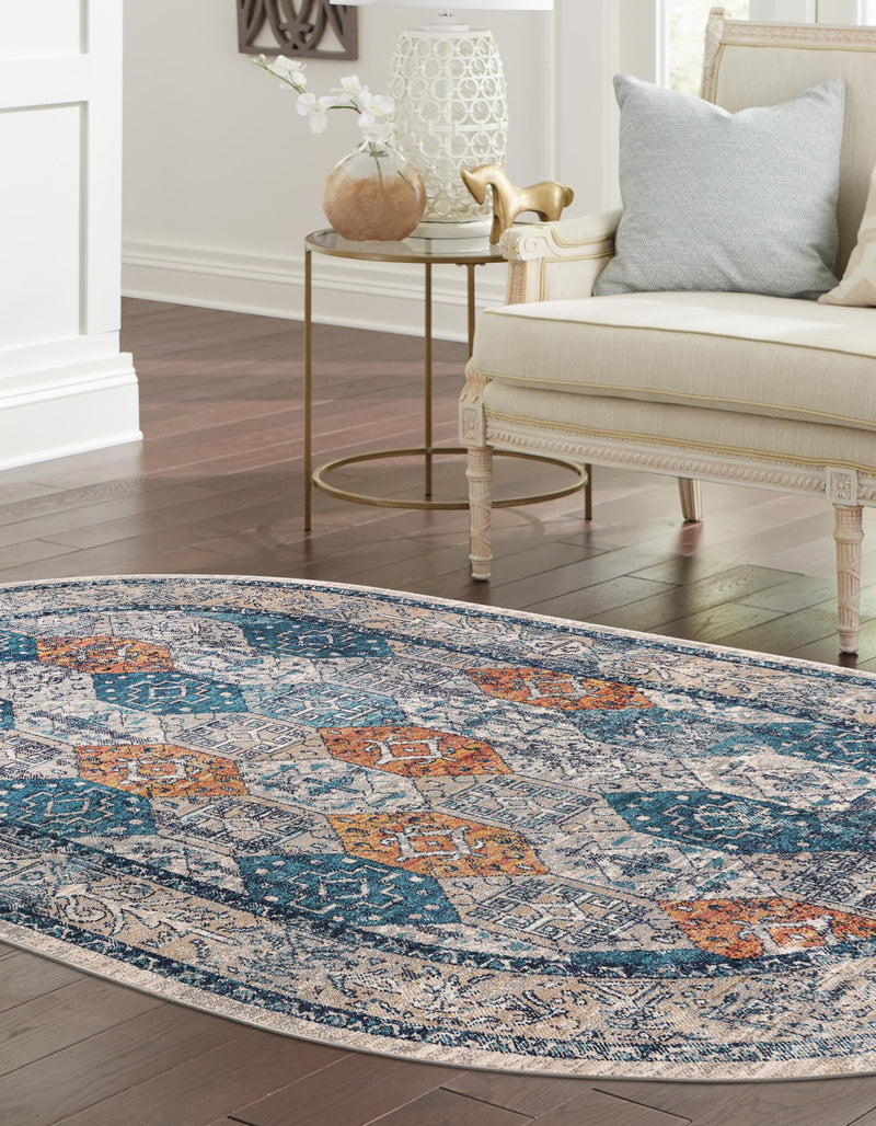 Seville Stripes Collection Area Rug -  Almeria Oval Multi  lifestyle 13