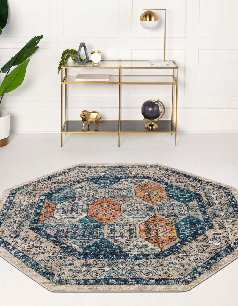 Seville Stripes Collection Area Rug -  Almeria Octagon Multi  lifestyle 15