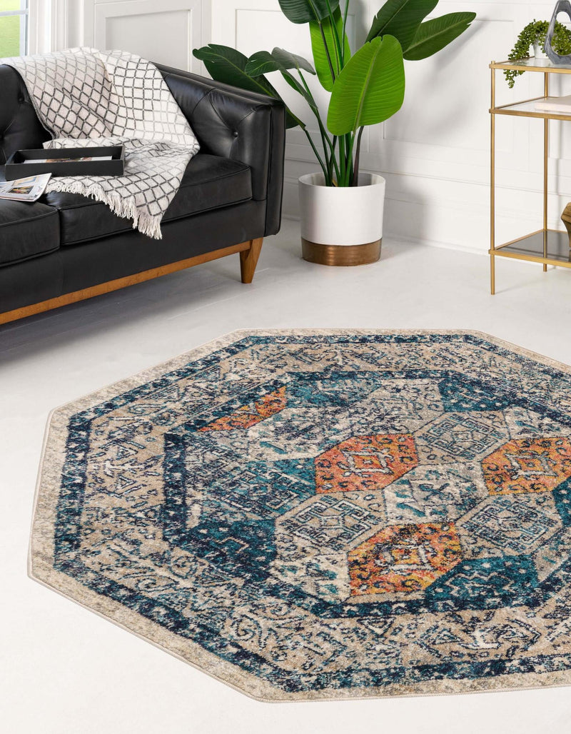 Seville Stripes Collection Area Rug -  Almeria Octagon Multi  lifestyle 14