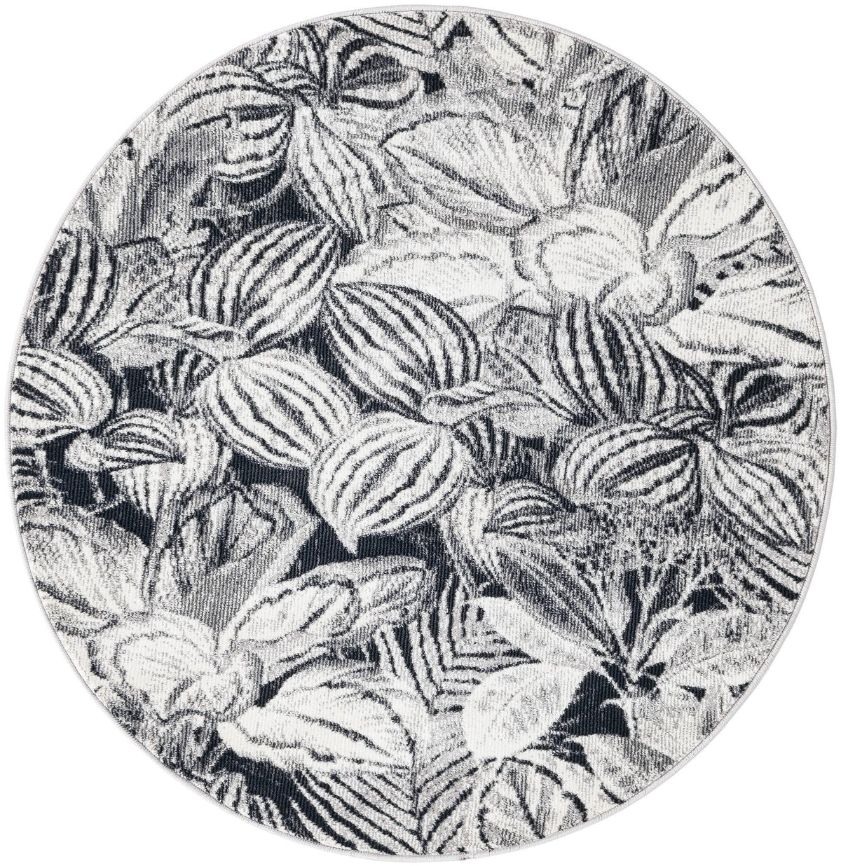 Meadow Breeze Collection Area Rug -  Bluebell Round Charcoal Gray  lifestyle 66