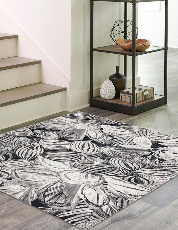 Meadow Breeze Collection Area Rug -  Bluebell Square Charcoal  lifestyle 51