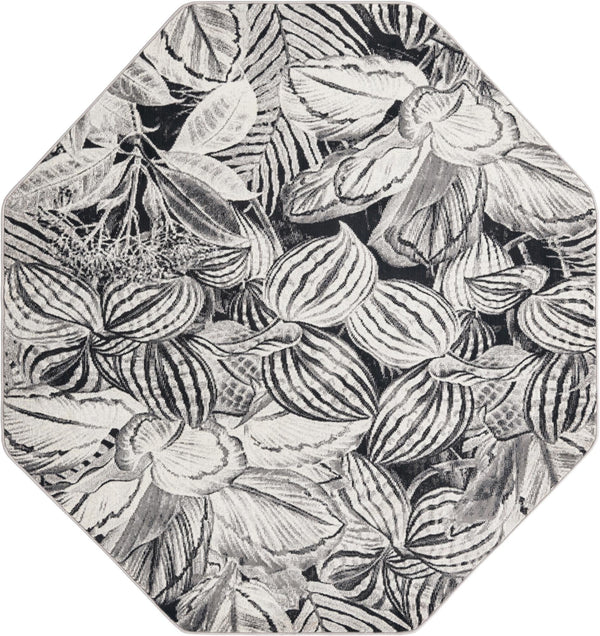 Meadow Breeze Collection Area Rug -  Bluebell Octagon Charcoal  lifestyle 44