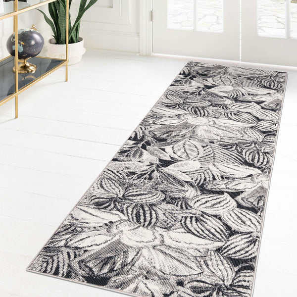 Meadow Breeze Collection Area Rug -  Bluebell Runner Charcoal  lifestyle 113