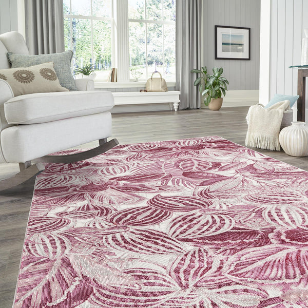 Meadow Breeze Collection Area Rug -  Bluebell Rectangle Fuchsia  lifestyle 28
