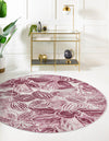 Meadow Breeze Collection Area Rug -  Bluebell Round Fuchsia  lifestyle 42