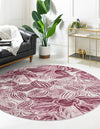 Meadow Breeze Collection Area Rug -  Bluebell Round Fuchsia  lifestyle 53