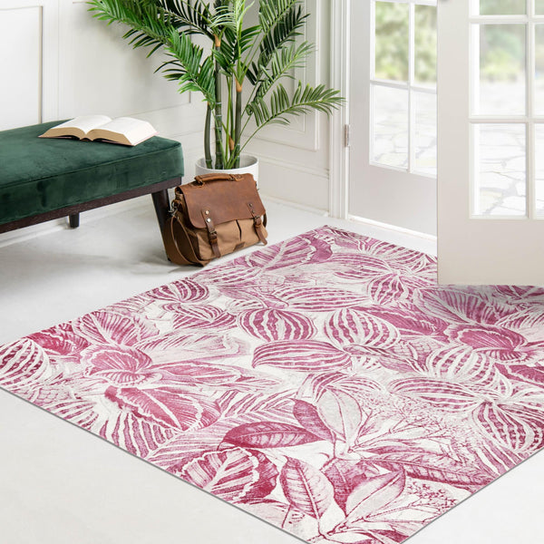Meadow Breeze Collection Area Rug -  Bluebell Square Fuchsia  lifestyle 131