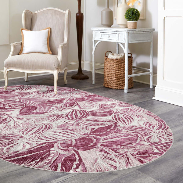 Meadow Breeze Collection Area Rug -  Bluebell Oval Fuchsia  lifestyle 132