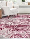 Meadow Breeze Collection Area Rug -  Bluebell Octagon Fuchsia  lifestyle 56