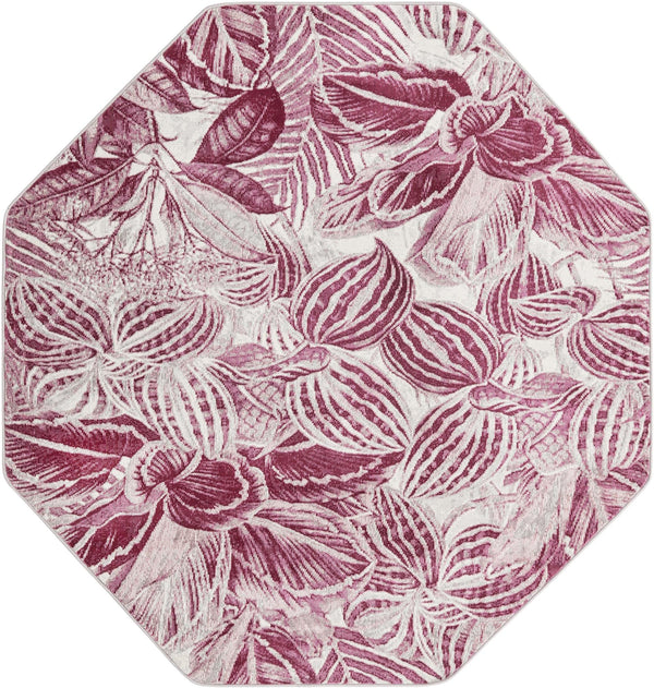 Meadow Breeze Collection Area Rug -  Bluebell Octagon Fuchsia  lifestyle 34
