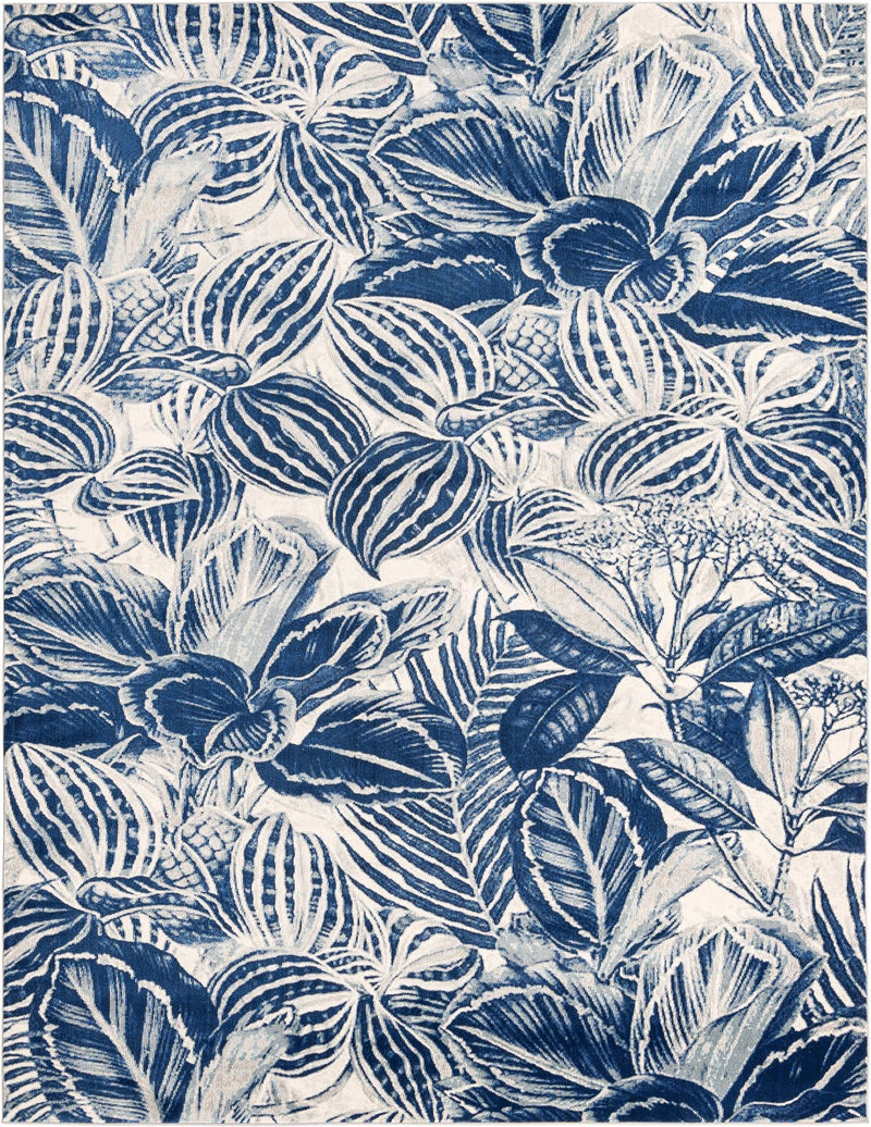 Meadow Breeze Collection Area Rug -  Bluebell Rectangle Navy Blue  lifestyle 4