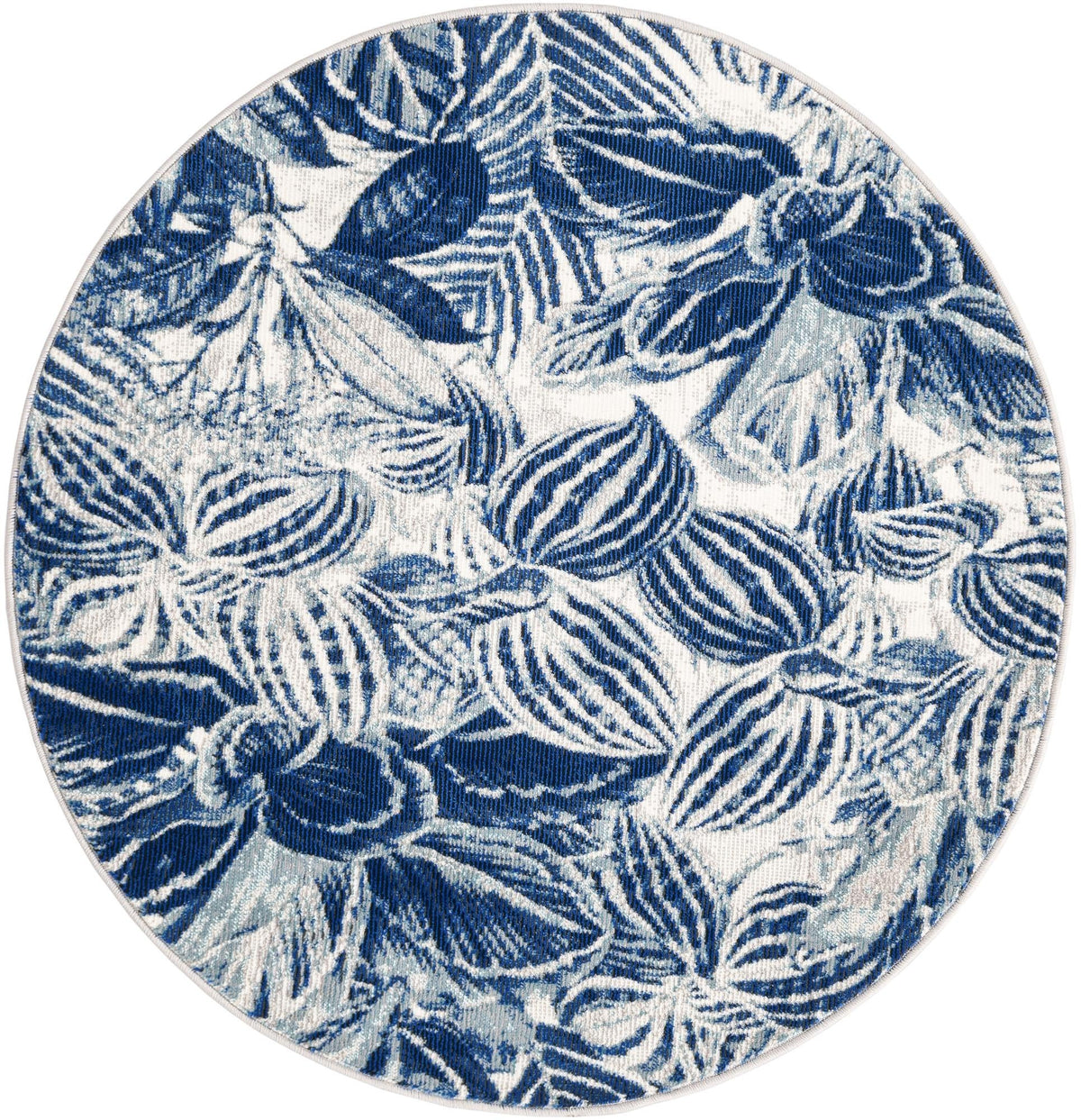 Meadow Breeze Collection Area Rug -  Bluebell Round Navy Blue  lifestyle 72