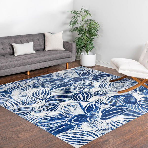 Meadow Breeze Collection Area Rug -  Bluebell Square Navy Blue  lifestyle 135