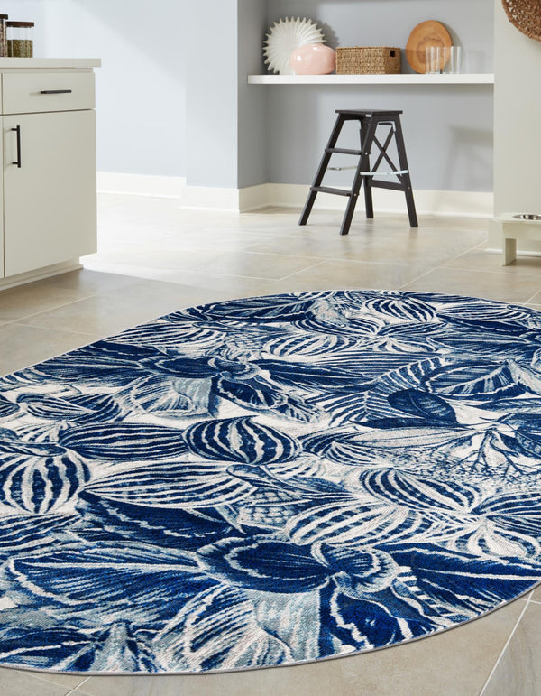 Meadow Breeze Collection Area Rug -  Bluebell Oval Navy Blue  lifestyle 58