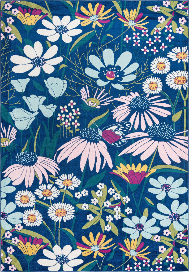 Garden Oasis Collection Area Rug - Arbor Rectangle Navy Blue Main