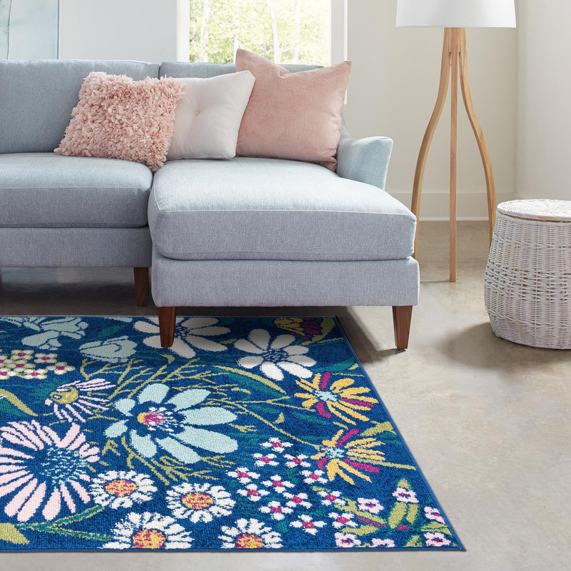Garden Oasis Collection Area Rug - Arbor Rectangle Navy Blue  lifestyle 14