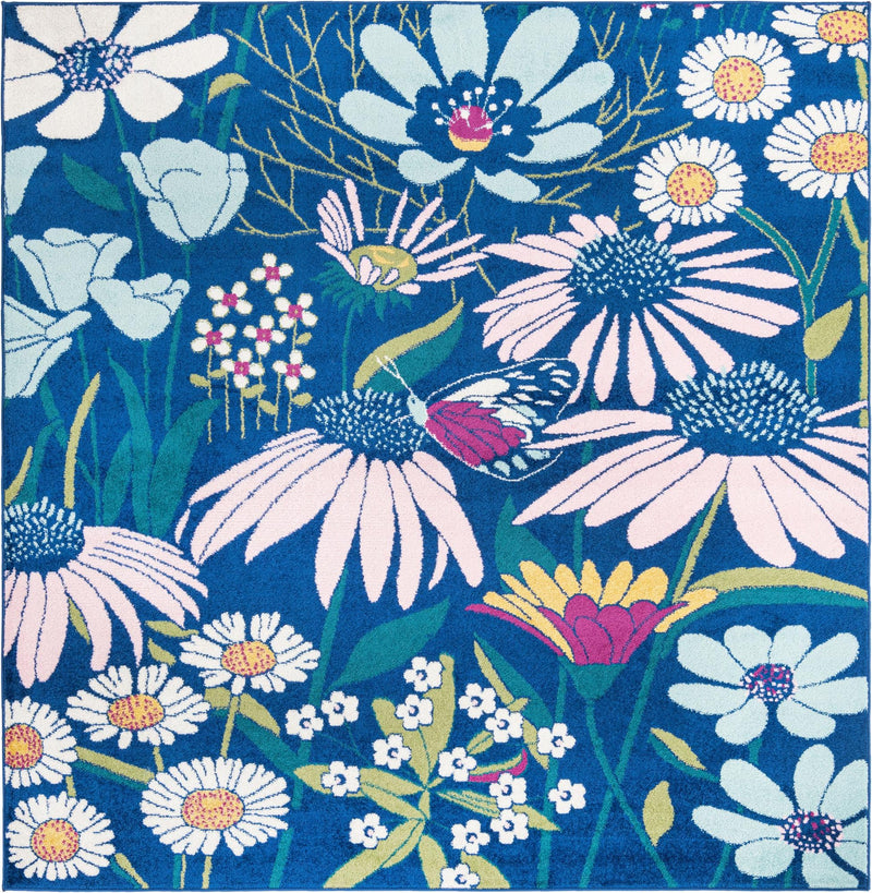Garden Oasis Collection Area Rug - Arbor Square Navy Blue Main