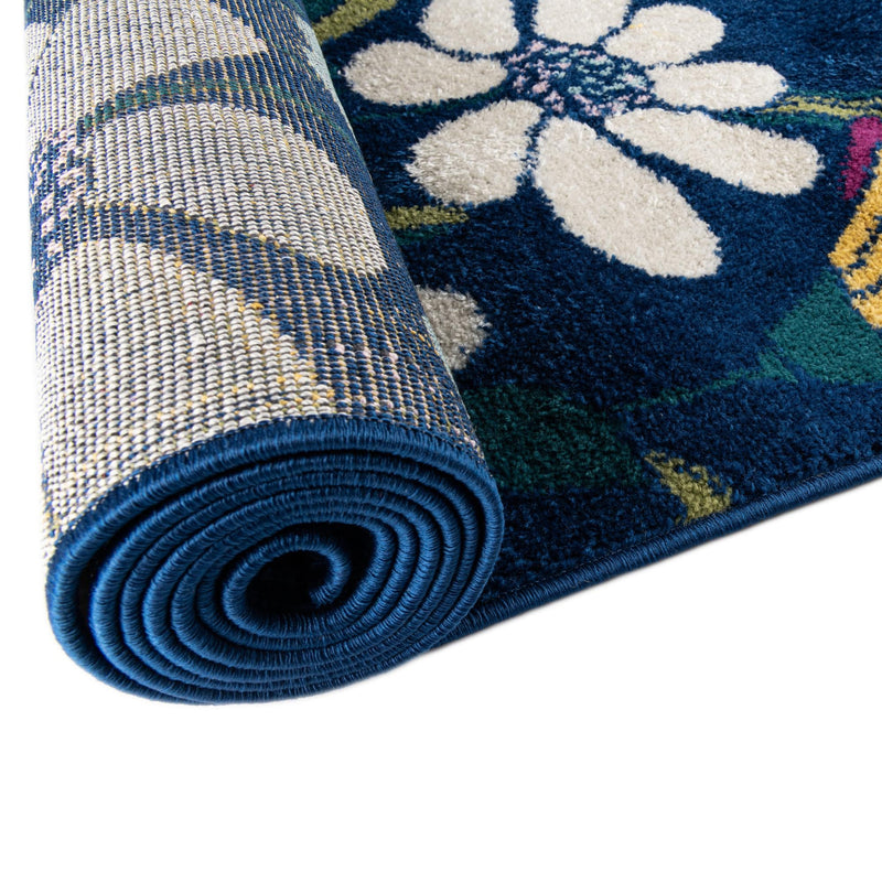 Garden Oasis Collection Area Rug - Arbor Oval Navy Blue  lifestyle 10
