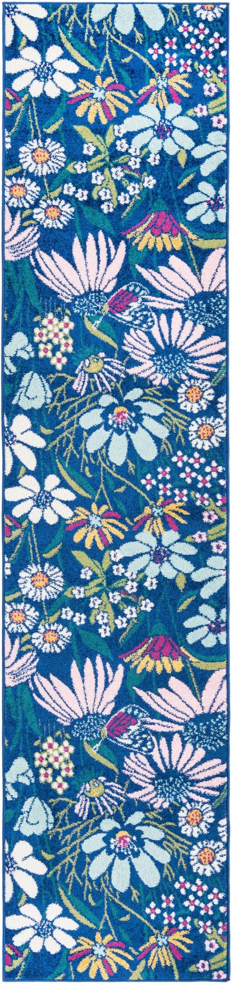 Garden Oasis Collection Area Rug - Arbor Runner Navy Blue Main