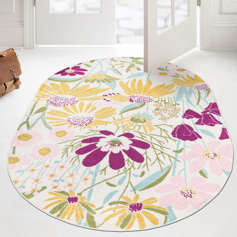 Garden Oasis Collection Area Rug - Arbor Oval White  lifestyle 13