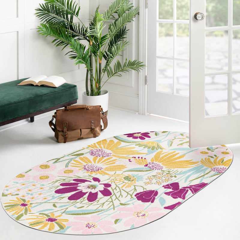 Garden Oasis Collection Area Rug - Arbor Oval White  lifestyle 14