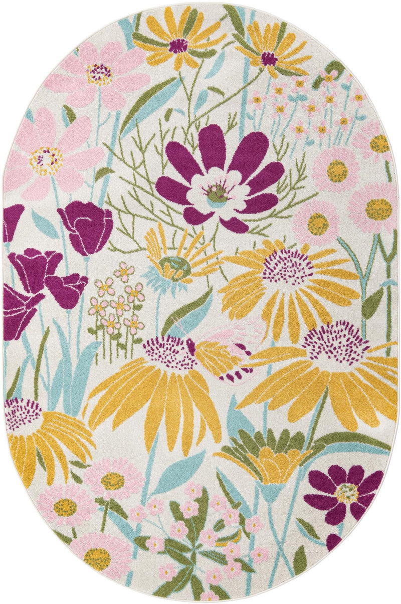 Garden Oasis Collection Area Rug - Arbor Oval White Main