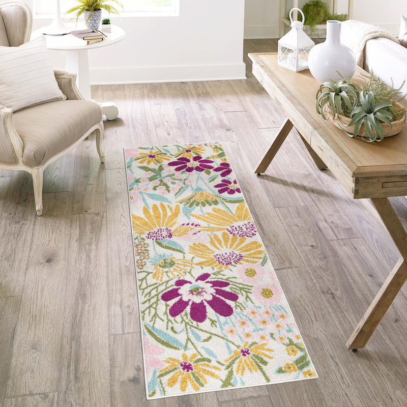 Garden Oasis Collection Area Rug - Arbor Runner White  lifestyle 13