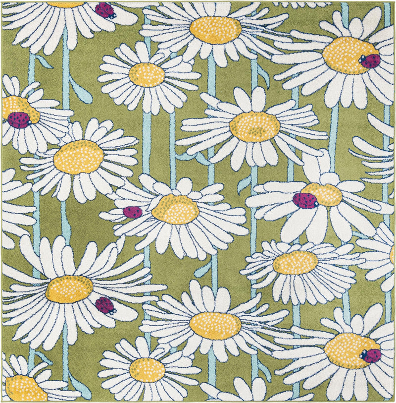 Garden Oasis Collection Area Rug -  Meadow Square Green Main